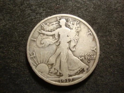 1917-D Fine OBV Walking Liberty Half Dollar Nice CAX
