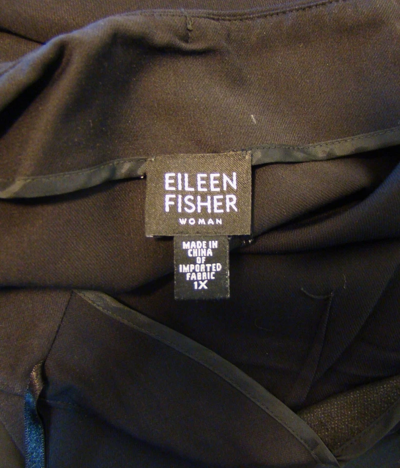 Eileen Fisher Traje Negro Mezcla Lana Blazer Chaqueta Abierta Vestido Pantalones Conjunto 1X AC Foto 2 de 4