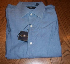 Hart Schaffner Marx Men's XL 17/32-33 Light Blue Chambray 100% Soft Cotton *NWT*