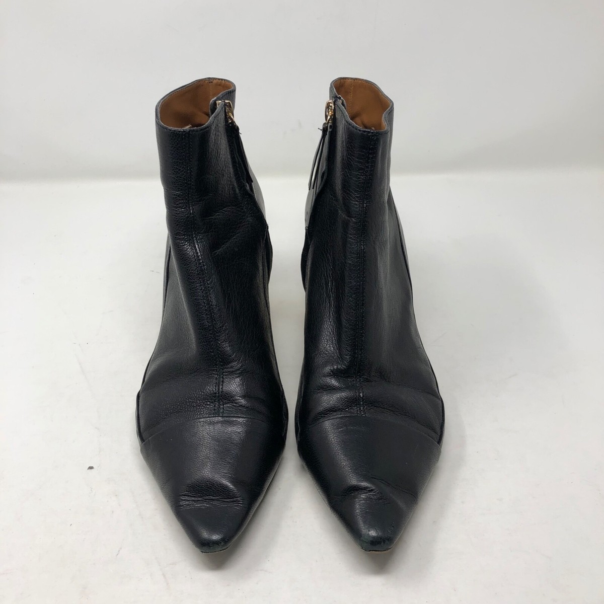 Zara Black Ankle Boot Block Glitter Heel Zip Pointed Toe Womens 41