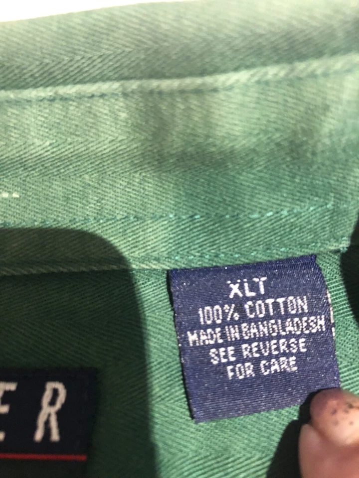 Trader Bay Mens Green Shirt Size L Long Sleeve Button Down 100% cotton 22" arm - Image 3 of 3