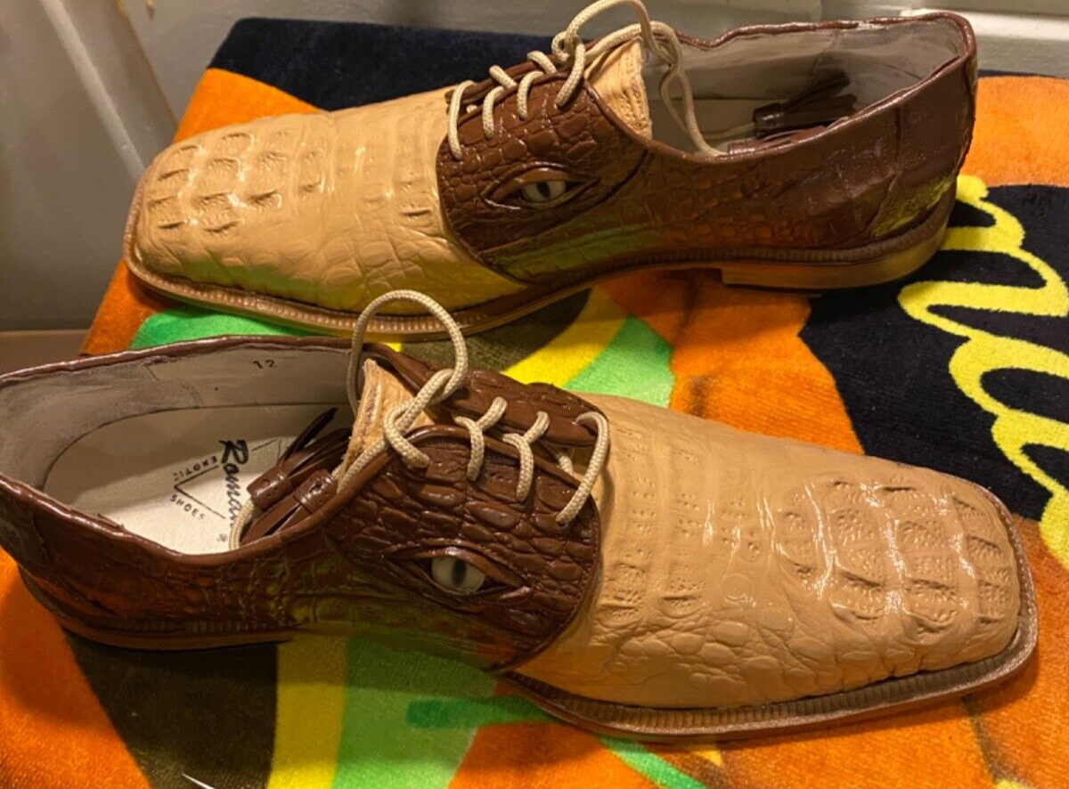 Mens Romano Brown,beige Alligator Shoes Size 13 Men main image 2