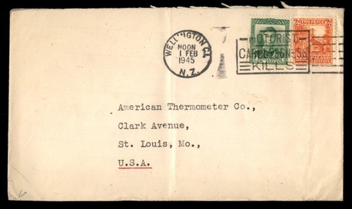 Mayfairstamps New Zealand 1945 Wellington to USA Motorist Carelessness Cover aas