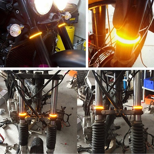 1Pair SMD LED Strip Motorcycle Bike Car Fork Turn Signal Indicator Light Blink - Picture 6 of 12