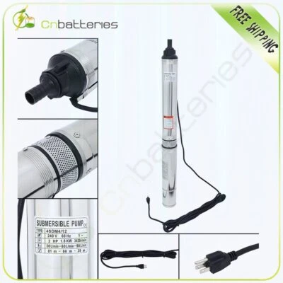 2HP 440FT Submersible Well Pump 42GPM 220V Deep Stainless Steel Water Pump
