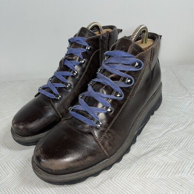 Josef Seibel Lina Ankle Booties Women's Size 8 Brown Leather Zipper & Laces