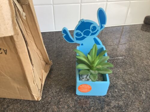 Disney stitch pencil and pen holder with decorative artificial plant new label - Picture 1 of 6