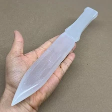 328g, 11.5"x1.5"x0.7", Natural Selenite Crystal Dagger (Satin Spar), B36075
