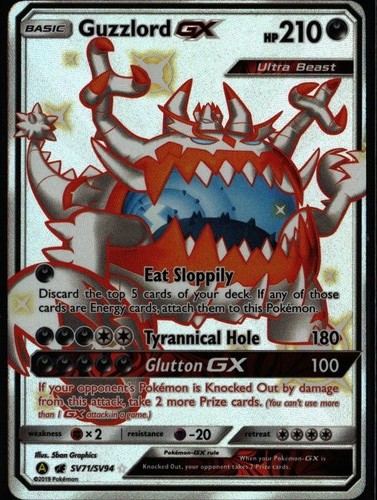 Guzzlord GX Shiny Holo Rare Hidden Fates Shiny Vault SV71/SV94 Darkness Pokemon
