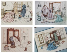 Leisure Arts Paula Vaughan cross stitch pattern leaflets Victorian dresses