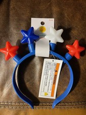 New Patriotic LED Battery Light Up Red White Blue Stars USA America Headband