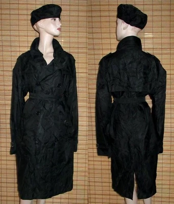 SCHWARZER REGENMANTEL - RAINCOAT - TRENCHCOAT - NYLON - VINTAGE - ROMI - GR.L-XL - Bild 1 von 4