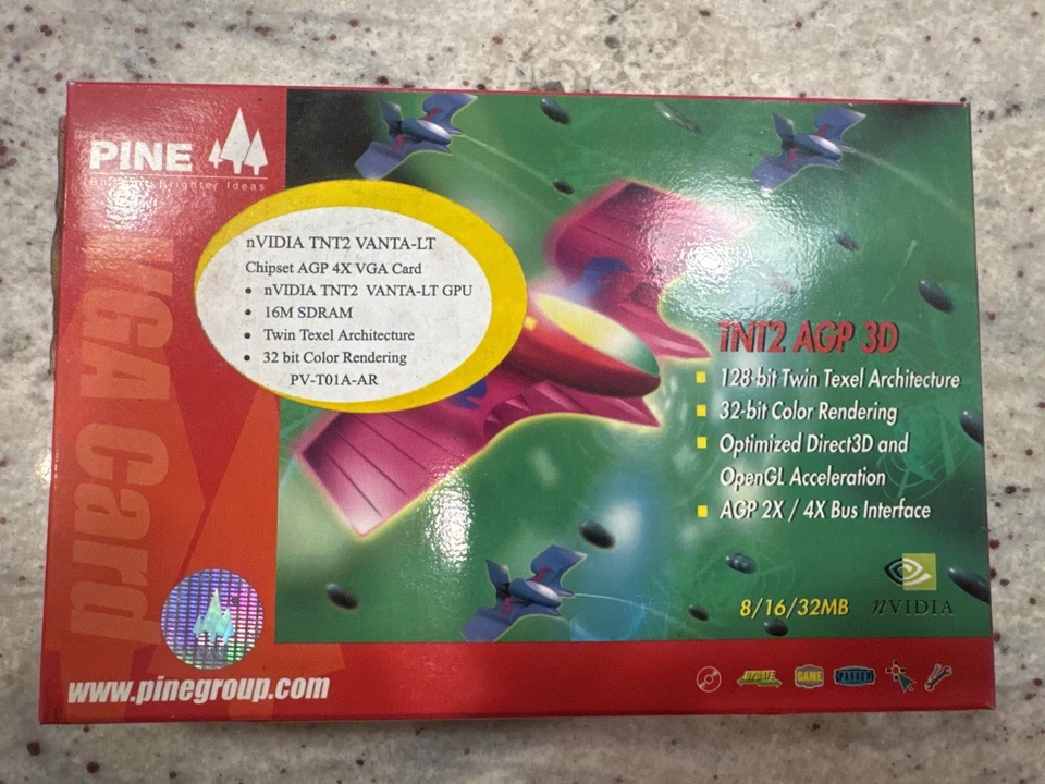 Vintage nVidia TNT2 Vanta-LT 16MB AGP Graphics Card PV-T01A-AR - NEW w/ Box - Image 2 of 4