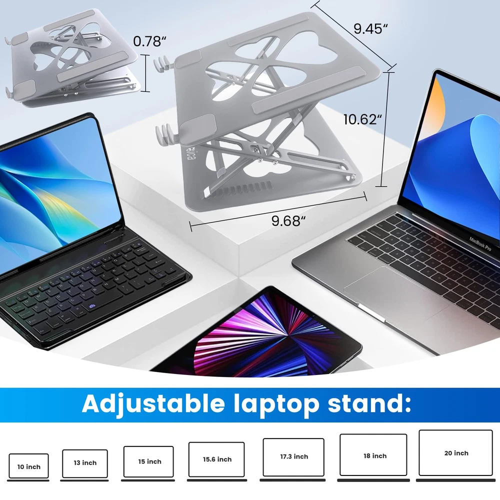 Adjustable Laptop Stand for Desk Holds 10-20 Inch Laptops Up to 55 lbs