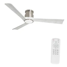 52Inch Ceiling Fan with Lights Remote Control,Flush IrregularWhite Grain Wood