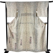 Cherry Blossom Kimono M Silk Cream Used 165cm Length 66.5cm Sleeve