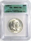 1949-D FRANKLIN Silver Half Dollar ICG MS 63 FBL