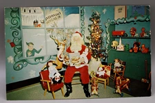 1950s Santa Claus With Toys at Santa Claus Land Indiana Vintage Postcard