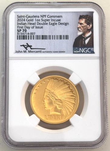 2024 Double Eagle Indian Head Super Incuse St Gaudens Gold 1oz NGC SP70 Mercanti