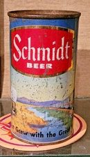 1950S SCHMIDT FLAT TOP BEER CAN SCHMIDT BREWING ST PAUL MN WAGON TRAIN 16