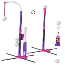 Baseball Set - 3 Ways to Play, Adjustable Height, Easy to Assemble, 3in1-purple