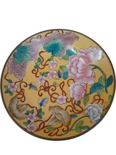 Chinese Porcelain Plate Floral Design Decorative Art 23cm Diameter