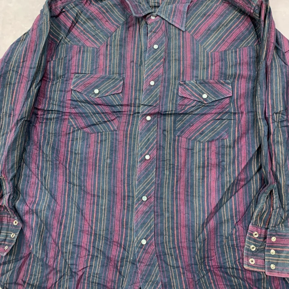 Wrangler Western Shirt striped patterned long sleeve shirt Men's 2XL - Image 2 of 4