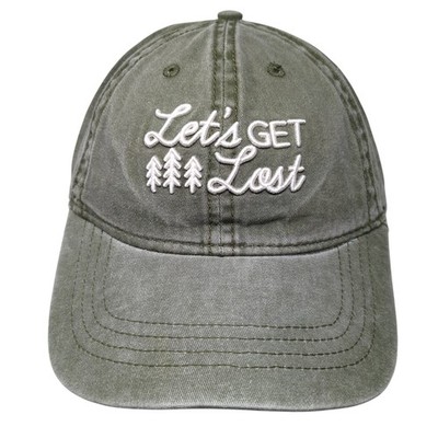 Let's Get Lost Slideback Baseball Hat Green One Size Embroidered Outdoor
