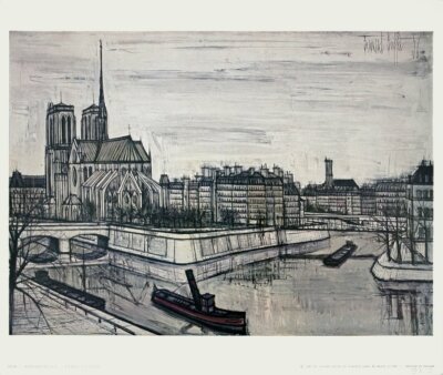 BERNARD BUFFET Paris, La Cite 9.5'' x 11.5'' Poster 1961 Modernism Neutral Paris