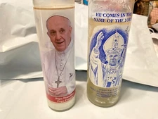 VTG Pope John Paul II Catholic Candle and Pope Francis Prayer Candle