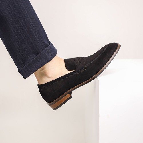 Korean Style Mens Slip On Loafers Real Suede Leather Flats Casual Business Shoes - Picture 23 of 27