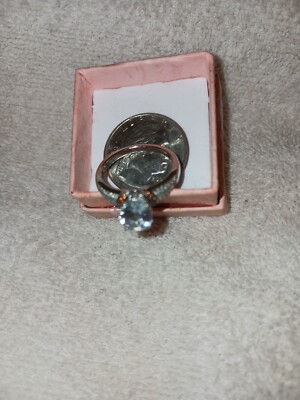 Size 8 Platinum Over Sterling Ring Premium Mangoro Aquamarine