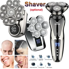 6in1 Rotary Electric Shaver 9D Cordless Hair Trimmer Bald Head Razor Men Wet Dry