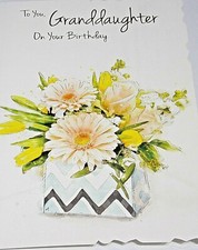 Granddaughter Birthday Card by Heartstrings Cards. Flowers in a Box Theme. 