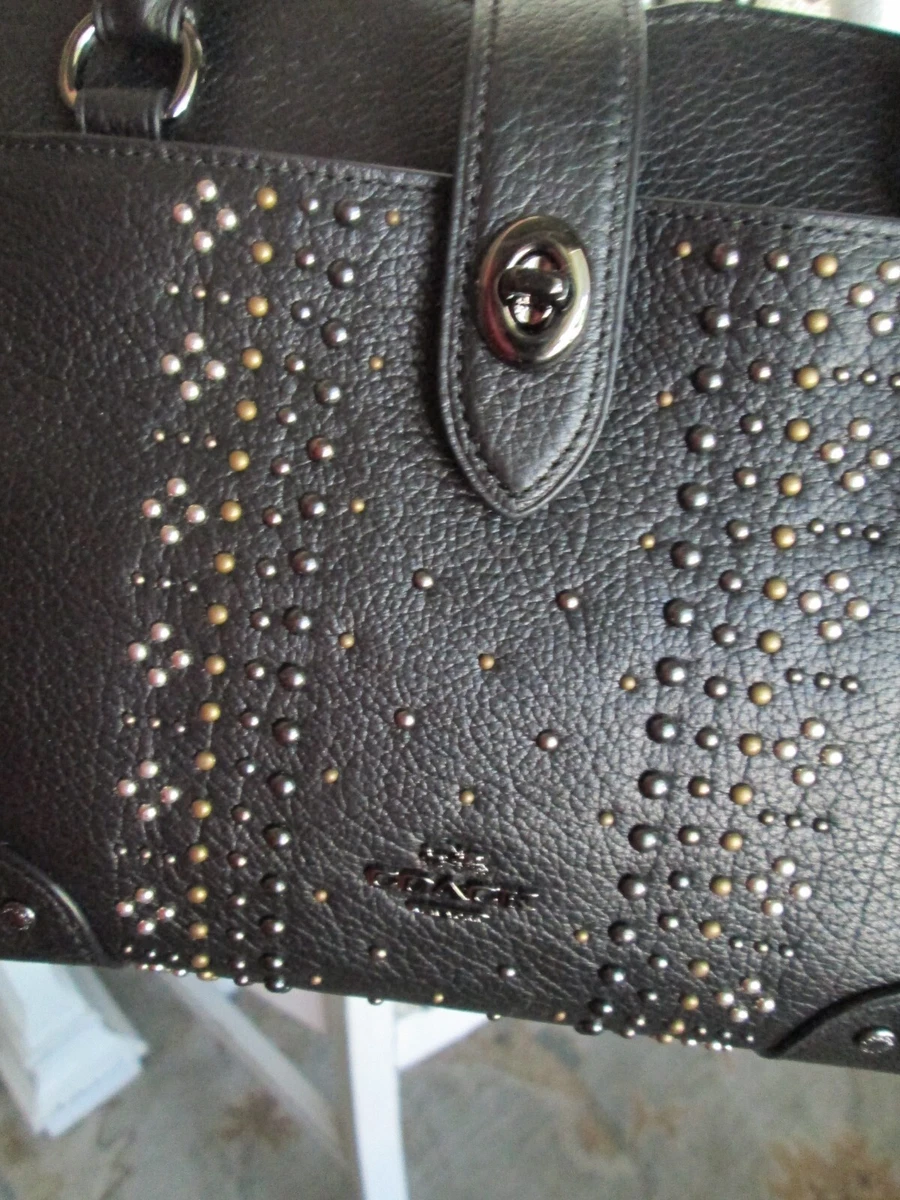 Coach Mercer Satchel 24 in Grain Leather with Bandana Rivets 55634 