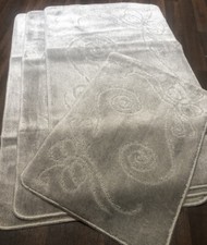 ROMANY GYPSY WASCHBAR NEU SETS MATTEN-TEPPICHE 75X125CM GRÖSSE RUTSCHFEST SILBER/GRAU