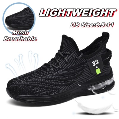 Men Sports Running Black Jogging Shoes Outdoor Breathable Mesh Casual Sneakers