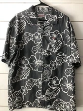 Quiksilver Hawaiian Shirt Board Shirt Clean L Gray White 