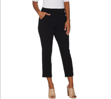 Belle by Kim Gravel Ponte Cropped Pants w/ Goldtone Zipper-A305571-NEW