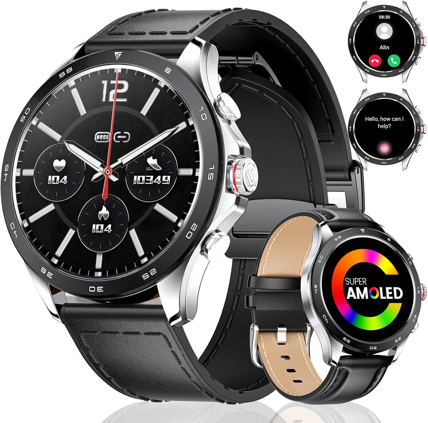 Smart Watch Men with Phone Function Wristwatch for iPhone Samsung Huawei
