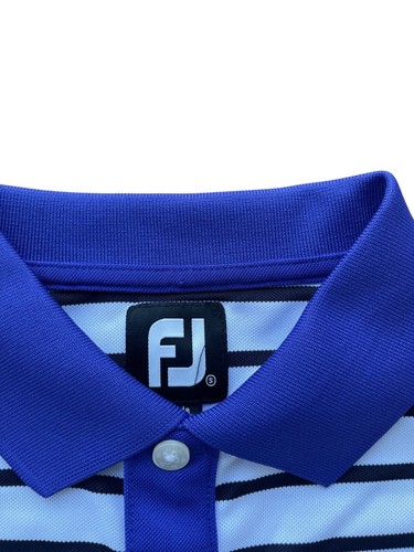 Footjoy FJ Men’s Small Stripe Pique Performance Polo Short Sleeve White Black - Picture 5 of 5