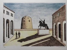 Giorgio De Chirico Signed - Piazza d´Italia - Certificate