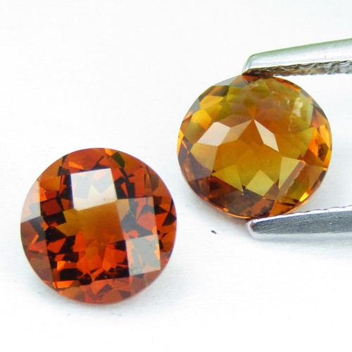 2.84Cts Ravishing Natural Citrine 7mm Round Checker Cut Matching Pair Gemstones - Picture 4 of 6