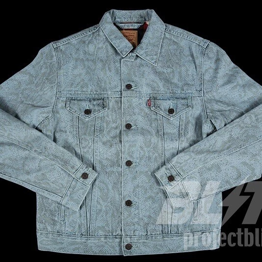 VESTE CAMIONNEUR FW17 SUPREME LEVI'S PEAU DE SERPENT BLEU CLAIR DENIM LEVIS TAILLE S PETIT