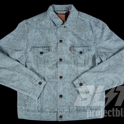 FW17 SUPREME LEVI'S SNAKESKIN TRUCKER JACKET LIGHT BLUE DENIM LEVIS SIZE S SMALL