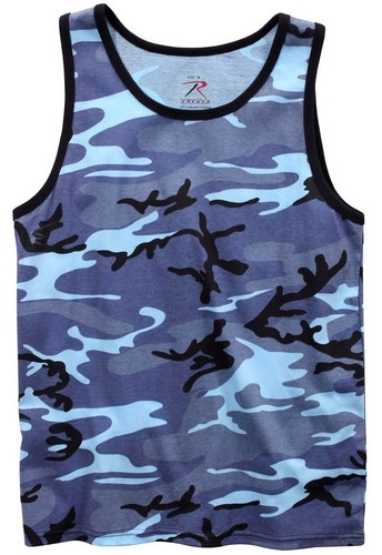 Sky Blue Camo Tank Top Sleeveless 