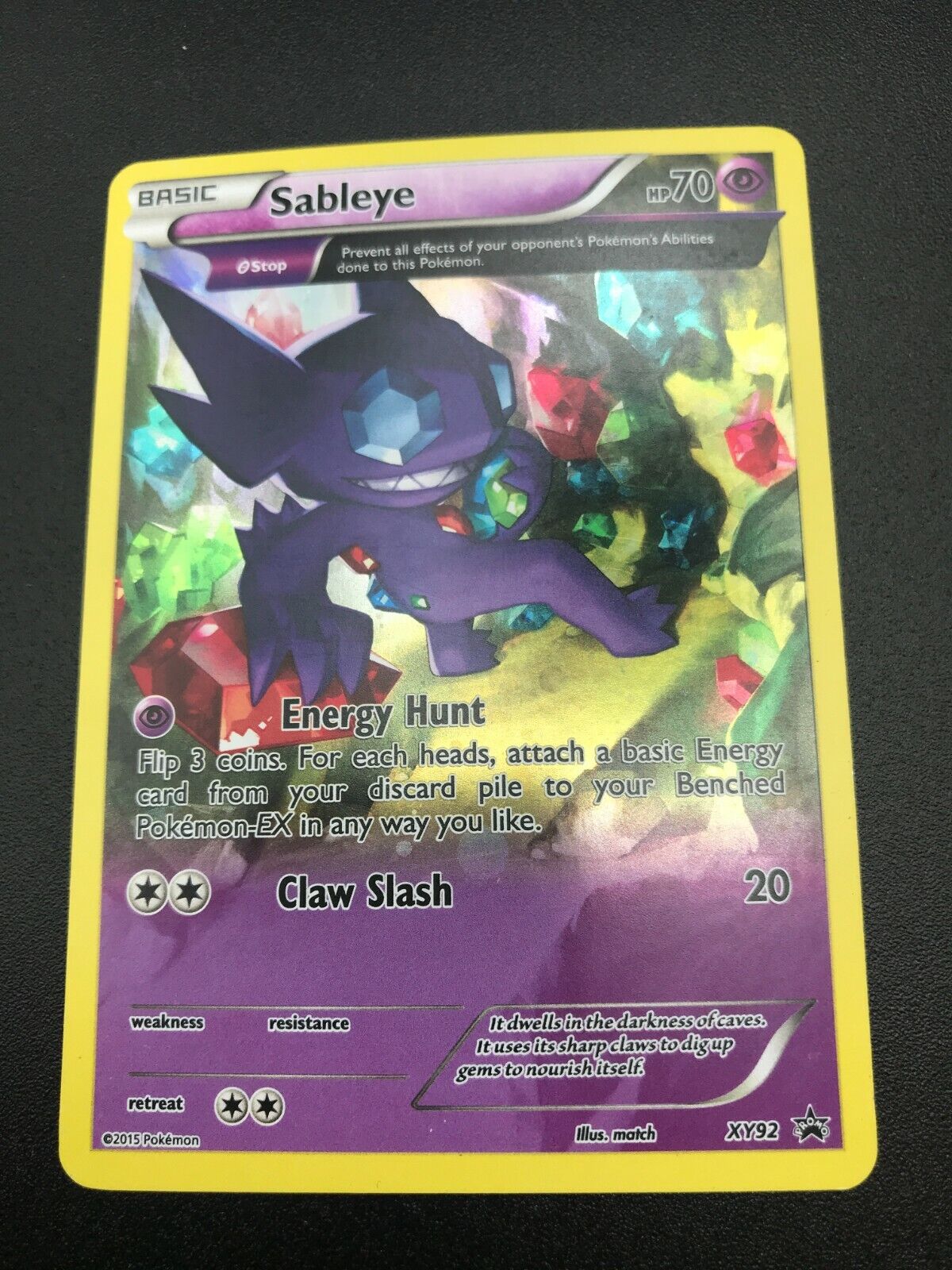 Sableye XY92 FULL ART ULTRA RARE Black Star Promo Pokemon Card TCG NM HOLO 2015