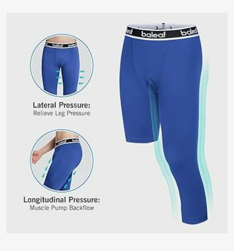 Baleaf Boy's Large Blue 3/4 One Leg Compression Legging Basketball Soccer Sports - Picture 5 of 9