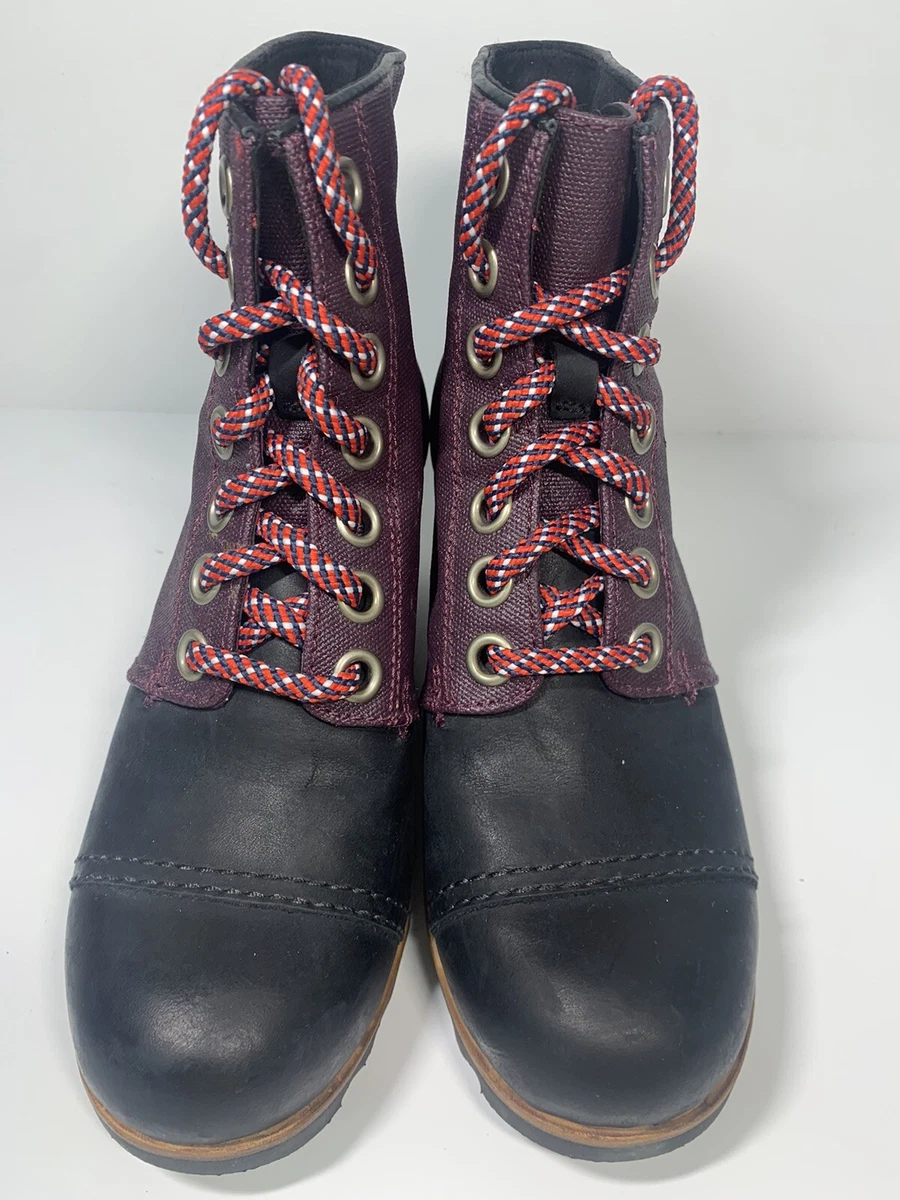 SOREL 1964 Premium Hidden Wedge Boots Lace Up Purple Dahlia Size