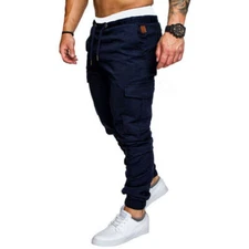 Pantalones Largos De Chándal Casual Para Hombre Moda De Algodón Gimnasio-Deporte